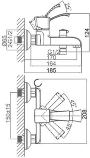 Смеситель для ванны DQ Rhein Bach хром DA1473201